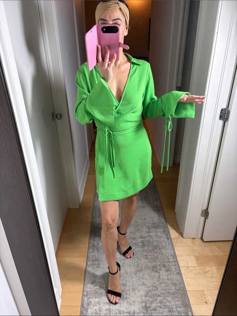 H&M Lime Green Wrap Mini Dress